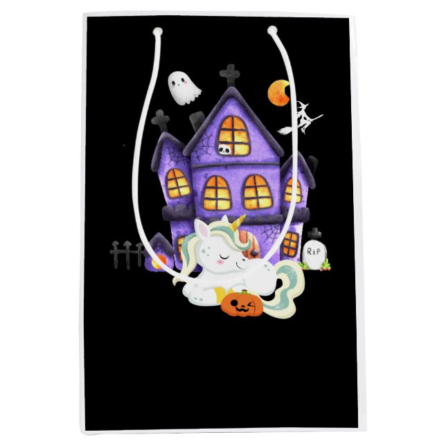 Sacola Para Presentes Média Spooky Unicorn (Frente)
