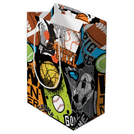 Sacola Para Presentes Média Sport Pattern With Balls