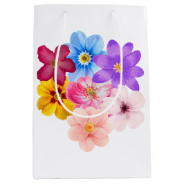 Sacola Para Presentes Média Spring Harmony - Mixed Watercolor Flower Bouquet