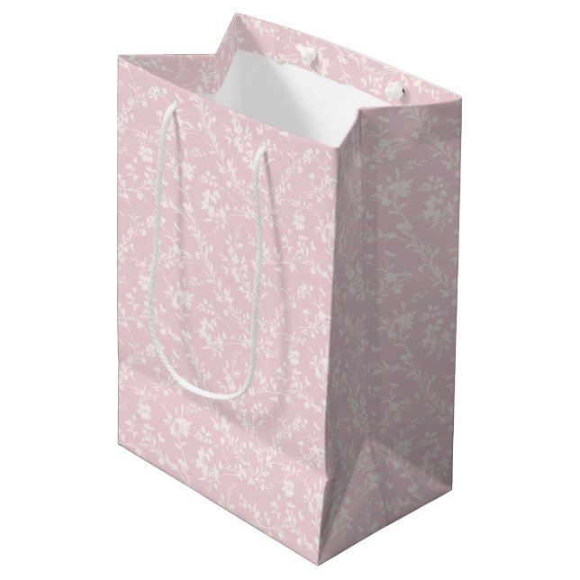 Sacola Para Presentes Média Spring Sprigs Neutral - Blush Pink (Frente inclinada)