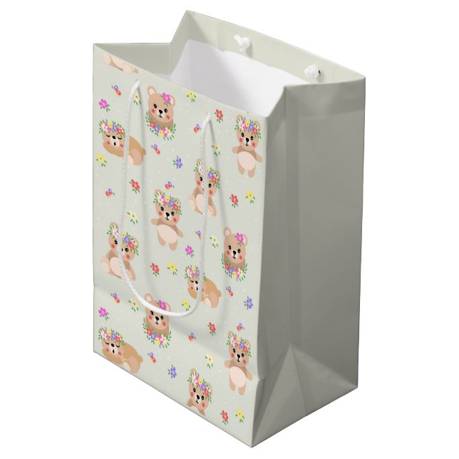 Sacola Para Presentes Média Spring teddy bear (Frente inclinada)