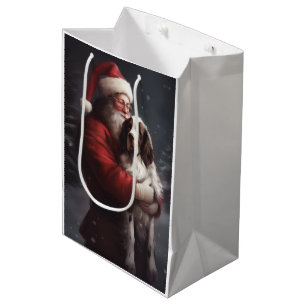 Sacola Para Presentes Média Springer Spaniel Papai Noel Natal Festivo