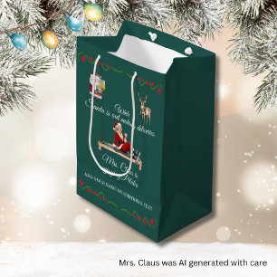 Sacola Para Presentes Média Sra. Papai Noel Gosta de Pilates Nome 