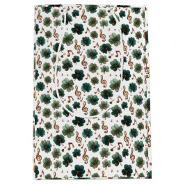 Sacola Para Presentes Média St. Patrick’s Day Musical Shamrock