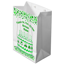 Sacola Para Presentes Média St Patrick's Day Birthday Cake Customizable Candle