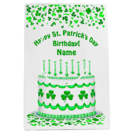 Sacola Para Presentes Média St Patrick's Day Birthday Cake Customizable Candle