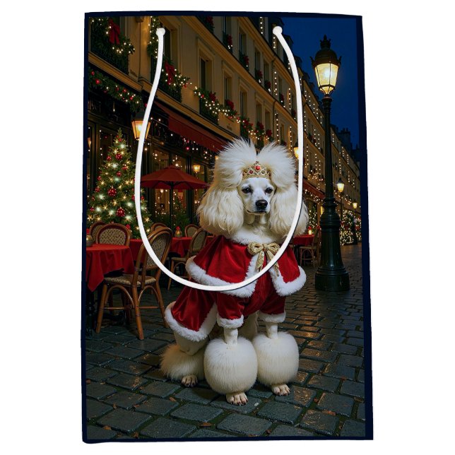 Sacola Para Presentes Média Standard Poodle Holiday  (Frente)