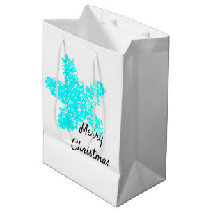 Sacola Para Presentes Média Starfish Padrões Teal Aqua White Feliz Natal