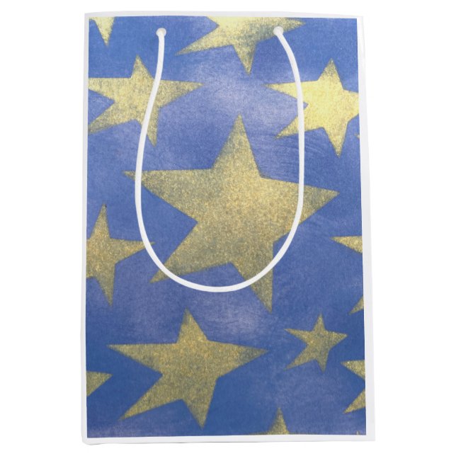 Sacola Para Presentes Média Starry Blue e Dourado (Frente)