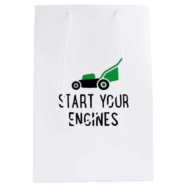 Sacola Para Presentes Média Start your Engines Lawn Mower (Frente)