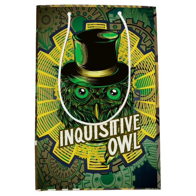 Sacola Para Presentes Média Steampunk Owl (Frente)