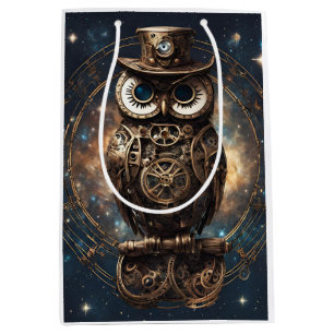 Sacola Para Presentes Média Steampunk Owl