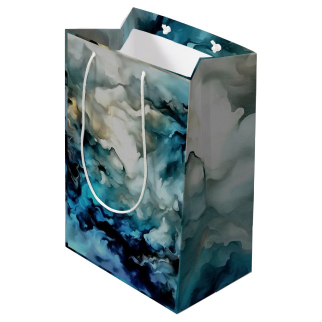 Sacola Para Presentes Média Storm Clouds and Ocean Currents Abstract Art (Verso inclinado)