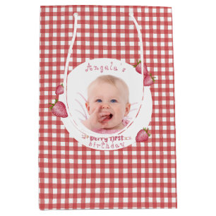 Sacola Para Presentes Média Strawberry Berry Primeiro Aniversário
