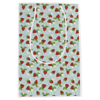 Sacola Para Presentes Média Strawberry Floral Whimsical Gift Bag