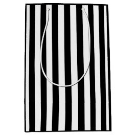 Sacola Para Presentes Média Stripe Preta e Branca