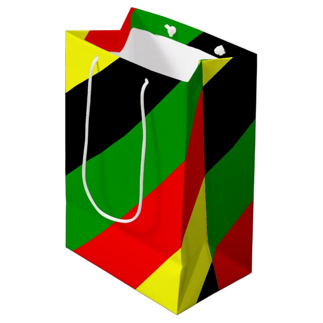 Sacola Para Presentes Média Stripes Afrocêntricas (Frente inclinada)