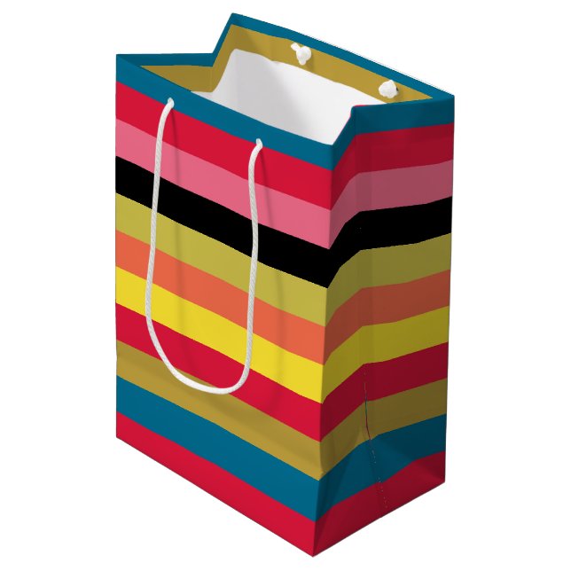 Sacola Para Presentes Média Stripes de Caipira Arco-Íris (Frente inclinada)