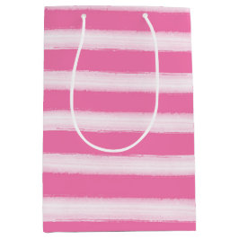 Sacola Para Presentes Média Stripes Rosa de Praia de Aquarela