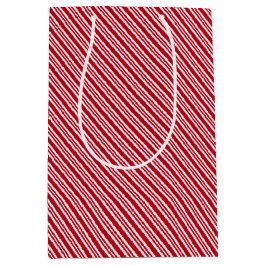 Sacola Para Presentes Média Stripes Vermelhas e Brancas