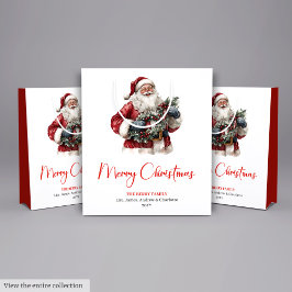 Sacola Para Presentes Média Stylish Santa Claus Rustic Vintage Christmas Chic