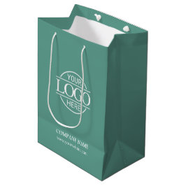 Sacola Para Presentes Média Stylish Teal Green Corporate Company Business Logo