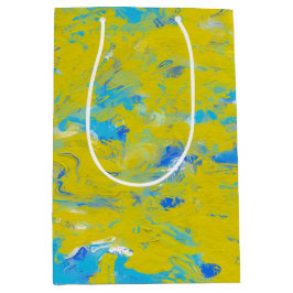 Sacola Para Presentes Média Suavidades amarelas, azuis e brancas