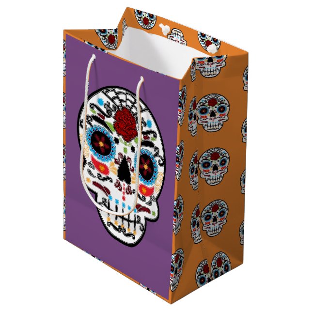 Sacola Para Presentes Média Sugar Skull - Partido Espanhol Mexicano (Frente inclinada)