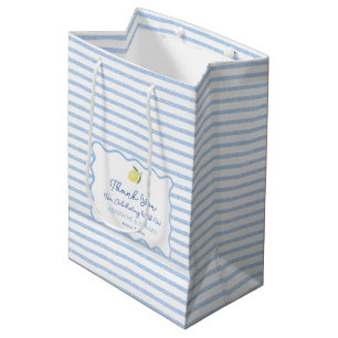 Sacola Para Presentes Média Summer Boho Wavy Line Lemon Weding Obrigado