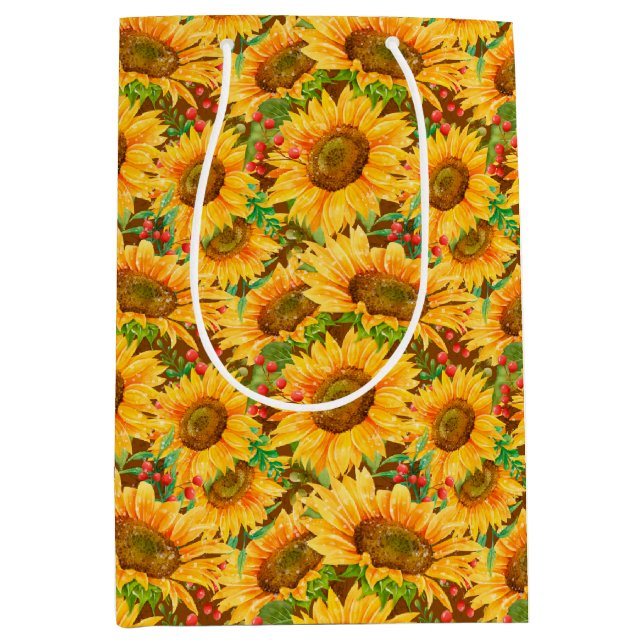 Sacola Para Presentes Média Summery Sunflower Gift Bag (Frente)