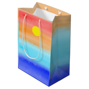 Sacola Para Presentes Média Sunset no oceano Abstrato art Ombre