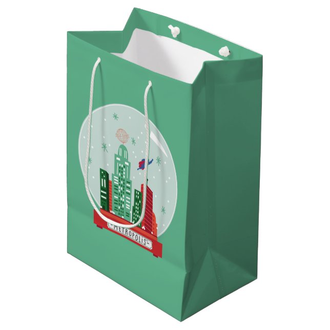 Sacola Para Presentes Média Superman Metropolis Snow Globe Gráfico (Frente inclinada)