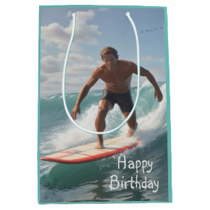 Sacola Para Presentes Média Surfer Birthday