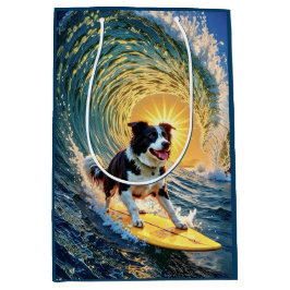Sacola Para Presentes Média Surfing Border Collie