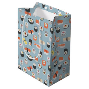 Sacola Para Presentes Média Sushi Nigiri Maki Roll Pattern