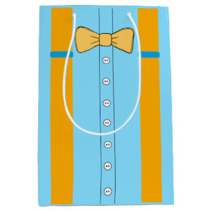 Sacola Para Presentes Média Suspenders azuis e alaranjados e aniversário do
