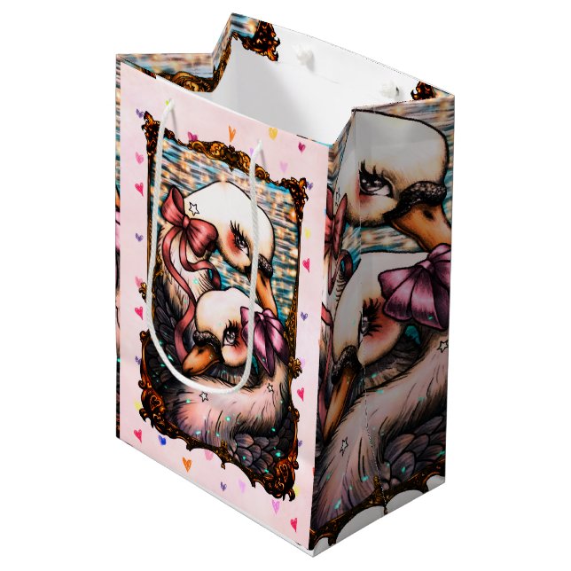 Sacola Para Presentes Média Swan lovers (Frente inclinada)