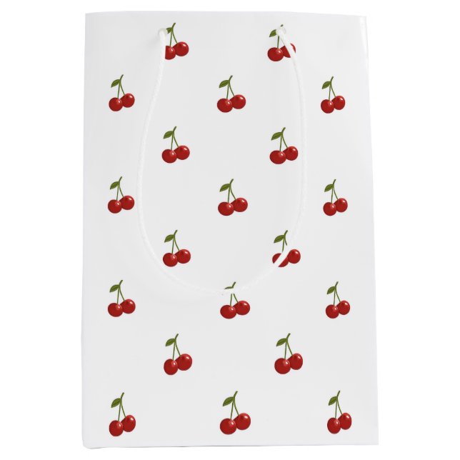 Sacola Para Presentes Média 🍒 Sweet Cherry Minimal Elegant Tissue Paper (Frente)