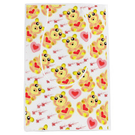 Sacola Para Presentes Média Sweet Heart Bear Nursery Pattern