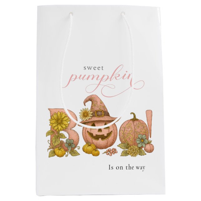 Sacola Para Presentes Média Sweet Little patch pumpkin florals is on the way (Frente)