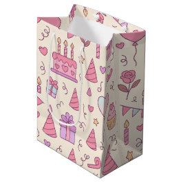 Sacola Para Presentes Média Sweet Princess Party Celebration Pattern