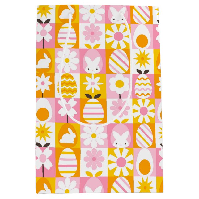 Sacola Para Presentes Média Sweet Spring Easter Patchwork  (Frente)