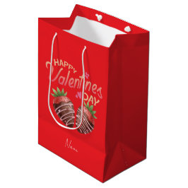 Sacola Para Presentes Média Sweet Strawberry Valentine's Day Personalized 
