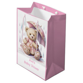 Sacola Para Presentes Média Sweet Teddy Bear Girl Baby Shower