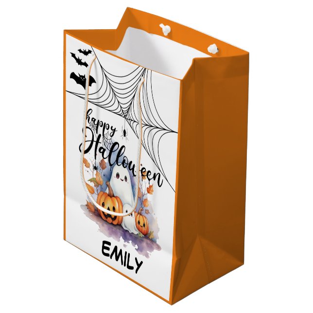 Sacola Para Presentes Média Tabuleiro de Média de Halloween Personalizável (Frente inclinada)