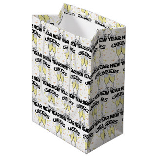 Sacola Para Presentes Média Taças de Champanhe para o Ano Novo