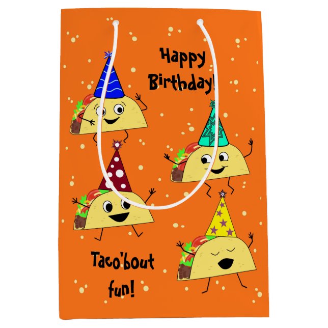 Sacola Para Presentes Média Taco Lover Média Birthday Gift Bag (Frente)