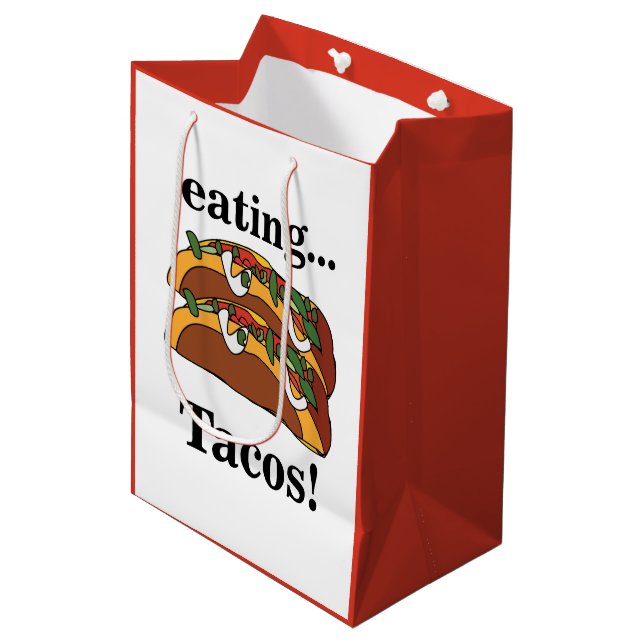 Sacola Para Presentes Média Taco Tacos Aniversário Divertido (Frente inclinada)
