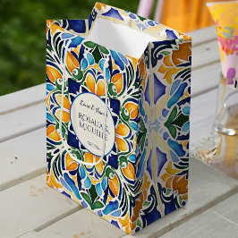 Sacola Para Presentes Média Talavera azulejo - vintagem azul-mexicana