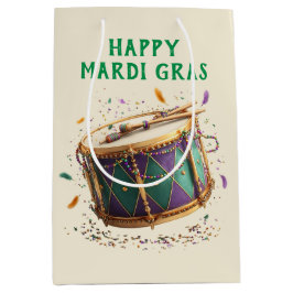 Sacola Para Presentes Média Tambor Festivo de Mardi Gras